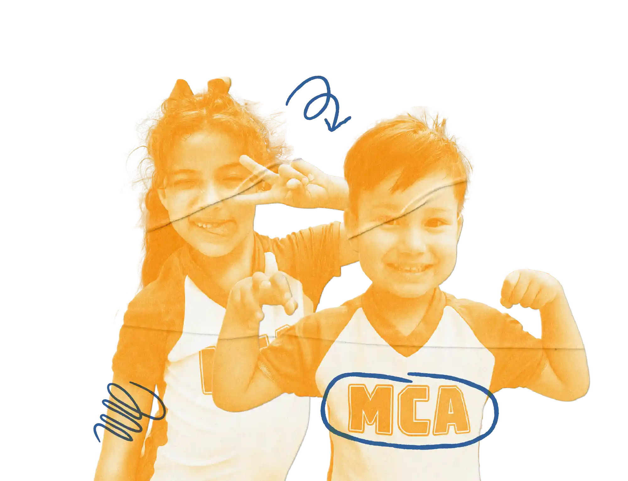 Niños practicando cheerleading en MCA Kids